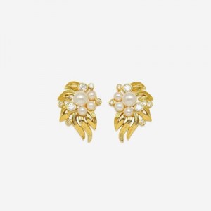 Aretes JW PEI Flowers Mujer Dorados Blancos | 9810BSVMK