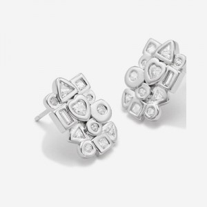Aretes JW PEI Geometrical Combination Mujer Plateados | 8364OQGMR