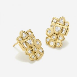 Aretes JW PEI Geometrical Combination Mujer Dorados Blancos | 0749YVZAQ