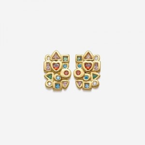 Aretes JW PEI Geometrical Combination Mujer Dorados Multicolor | 6182CQAFH