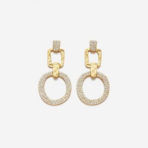 Aretes JW PEI Geometrical Openwork Round Mujer Dorados Blancos | 8619CBSFJ