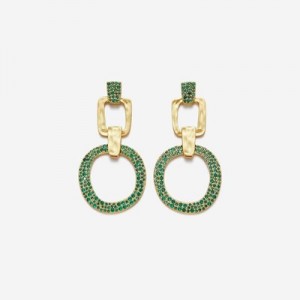 Aretes JW PEI Geometrical Openwork Round Mujer Dorados Verdes | 6951ZOTVP