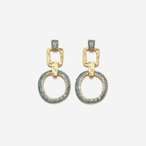 Aretes JW PEI Geometrical Openwork Round Mujer Dorados Azules | 8716GVCQB
