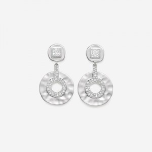 Aretes JW PEI Geometrical Openwork Small Round Mujer Plateados | 2375GSQPF