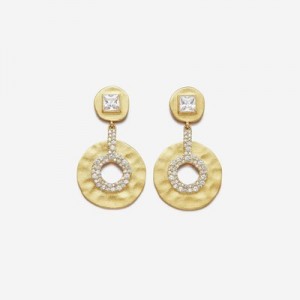 Aretes JW PEI Geometrical Openwork Small Round Mujer Dorados Blancos | 6290GYDMJ