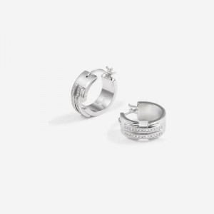 Aretes JW PEI Hoop Mujer Plateados | 4327WSIZL