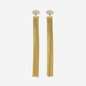 Aretes JW PEI Magic Eye Tassel Mujer Dorados Blancos Azules | 0463FWZLD