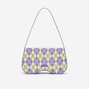 Bolsa De Hombro JW PEI Becci Knitted Mujer Morados Blancos | 0562OZVWE