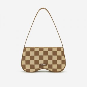 Bolsa De Hombro JW PEI Becci Knitted Mujer Marrom Beige | 7294VQWGA