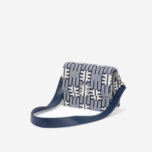 Bolsas Hombro JW PEI FEI Jacquard Knit Flap Mujer Azul Marino | 2381RBMZF