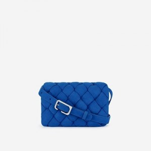 Bolsas Hombro JW PEI Maze Faux Suede Mujer Azules | 7182ZGITM