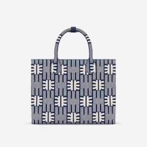 Bolso Tote JW PEI FEI Jacquard Knit Medium Mujer Azul Marino | 9710DLFGO