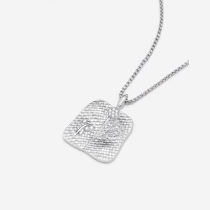 Collar JW PEI Plantain Fan Pendant Mujer Plateados Blancos | 8421KQBZV