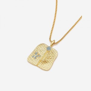 Collar JW PEI Plantain Fan Pendant Mujer Dorados Azules Verdes | 3087KYJQO